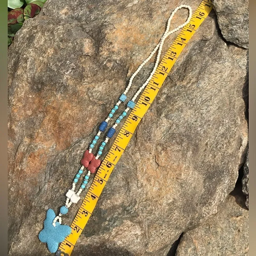 Multi Color Lava Butterfly Necklace